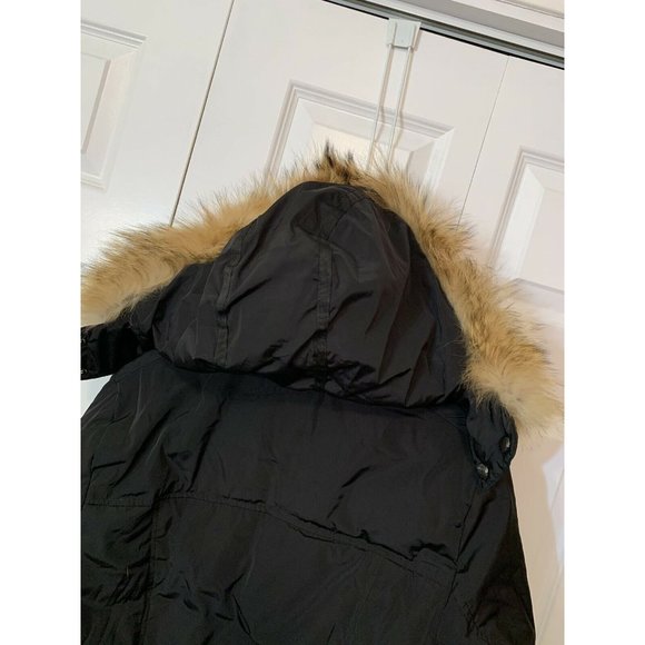 ANDREW MARC For BLOOMINGDALES Black COYOTE FUR HOODED Women’s COAT Sz L - Picture 8 of 8